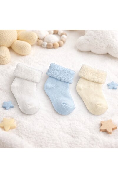 YETİŞ Havlu Kışlık Erkek Bebek Çorabı / 3'lü