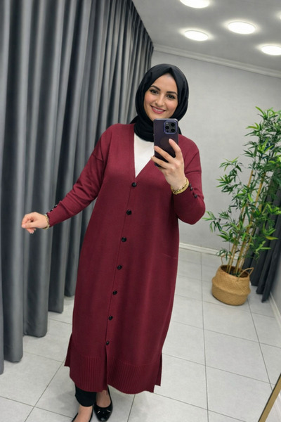 NERMİN Merserize Uzun Hırka 137cm 42-52 Beden