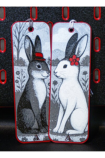 Akgün's علامة كتاب رومانسية - تصميم أرنب لعشاق الرومانسية - قطعتان