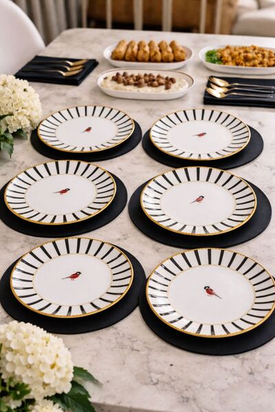 HOMENESS 6’lı Modern Pasta Sunum Tabağı Okyanus Serisi 20x20 cm