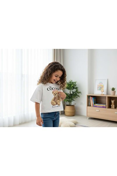 RYZE ÇOCUK Cocosh Printed Crop T-Shirt White