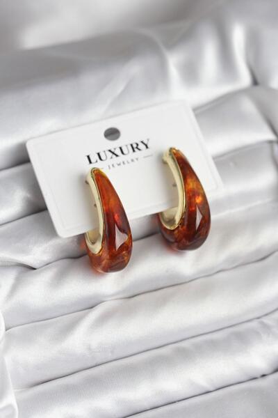 Ebijuteri Brass Gold Color Brown Vintage Women Earrings