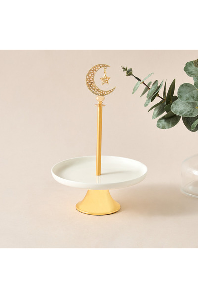 Lifestyle Crescent Moon Accent Cake Stand - 15x15x17 cms