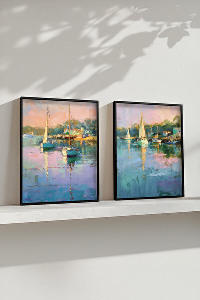 STARYUNA Set de pictură dublă cu efect de pictură în ulei, cu cadru din lemn ...