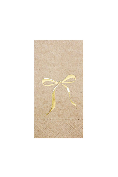 Story 33X33 cm Gold Foil Bow Ribbon Patterned 16-Piece Kraft Colored Paper Na...