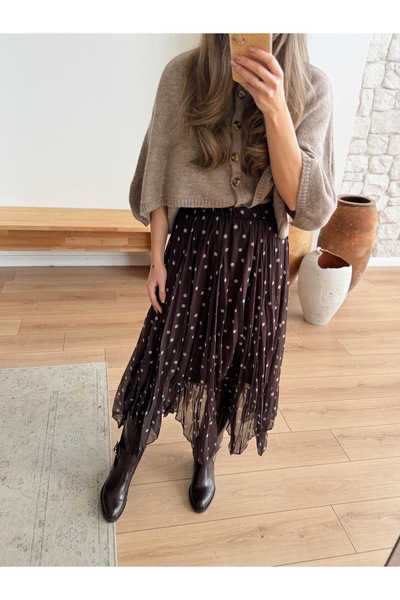 AuraModa KADIN PUANTİYELİ ASTARLI ŞİFON ETEK