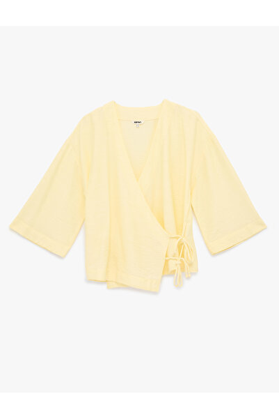 Koton Double-Breasted Collar Half Sleeve Viscose Kimono