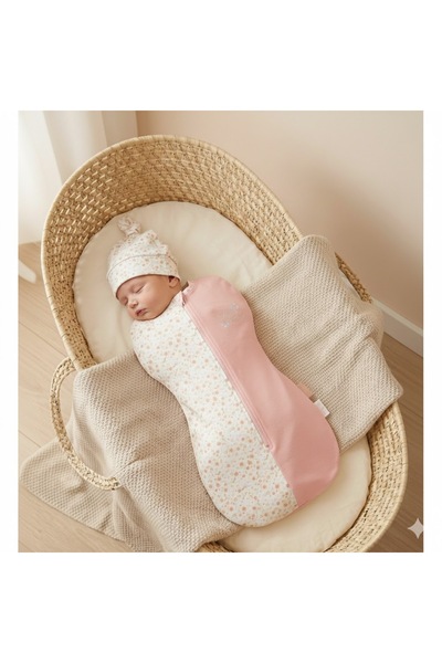 Babydola Baby Girl Swaddle, Combed Cotton, 100% Cotton, 2 Pieces with Hat