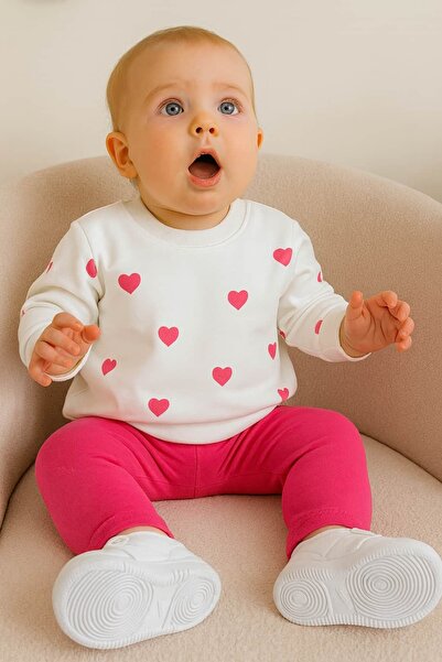 KapsülBebek طقم مكون من قطعتين بنمط قلب للفتيات الصغيرات