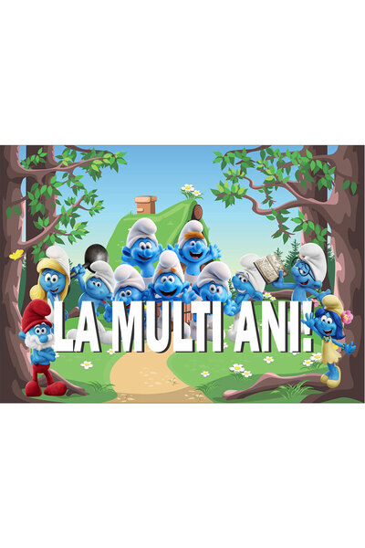 VIODESIGN Fototapet aniversar, autoadeziv, Strumfii , multicolor, 80x120 cm L...