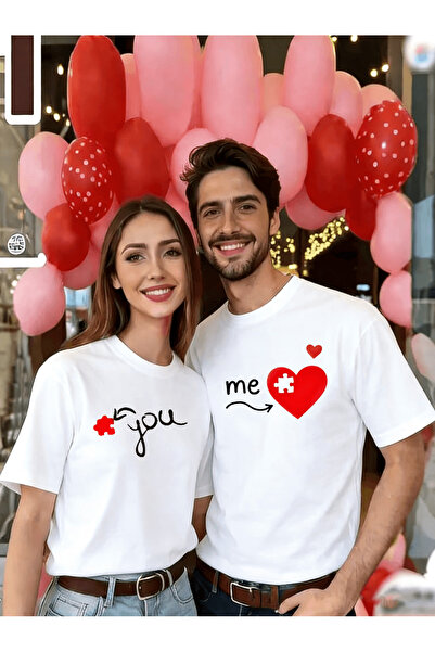 YRN COLLECTION تي شيرت من القطن الممشط الفاخر بتصميم مزدوج للأزواج لعيد الحب ...