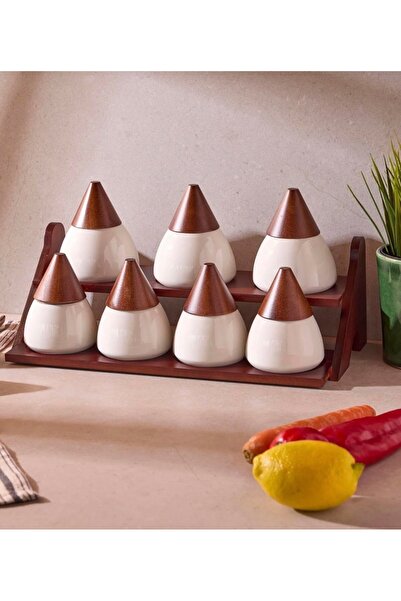 Home Çırağan Sharp Porselen 7'li Akasya Stanatlı Baharat Takımı