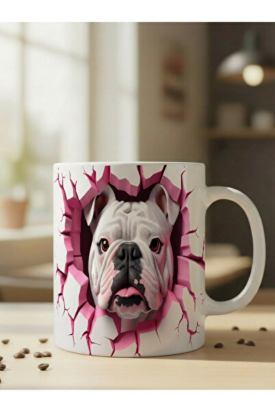 NİVRA GRUP Cute Dog Themed 3D Printed Porcelain Mug Cup