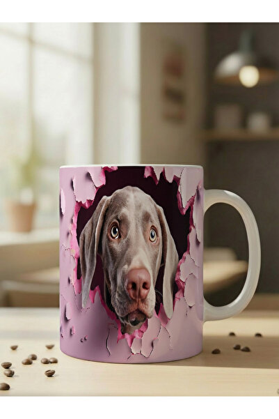 NİVRA GRUP Cute Dog Themed 3D Printed Porcelain Mug Cup