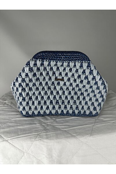 RELYA Women's Blue Gray Glitter Macrame Hidden Scholarship Handbag