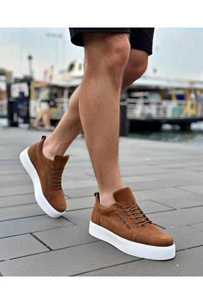 VELLINA Men's Tan White Lace-Up Leather Classic Shoes Casual Sports Stylish H...