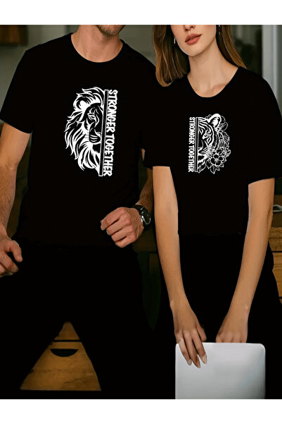 YRN COLLECTION تي شيرت من القطن الممشط الفاخر بتصميم مزدوج للأزواج لعيد الحب ...