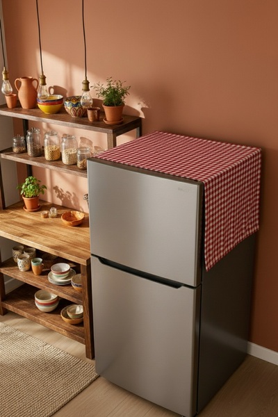 MiniStand Pötikare Desenli Buzdolabı Üzeri Örtü 70x120 cm İnce Pamuklu Kumaş ...