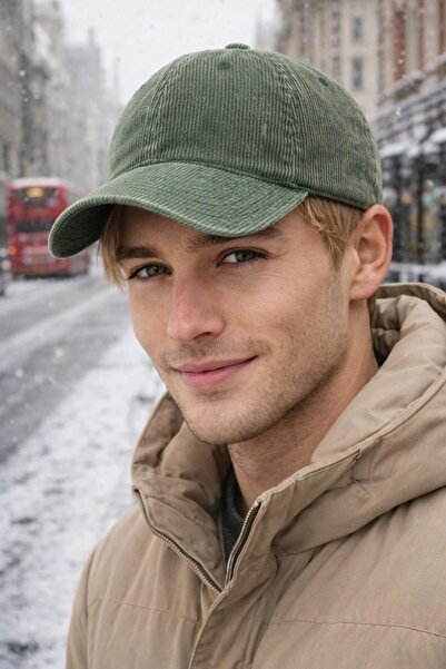 FELLMENS Khaki Velvet Corded Fabric Men's Cap Hat