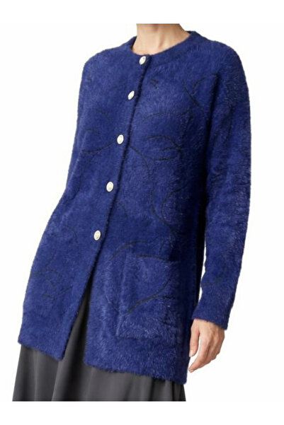 tiriTEK TRİKO Crew Neck Soft Knit Cardigan / Navy Blue