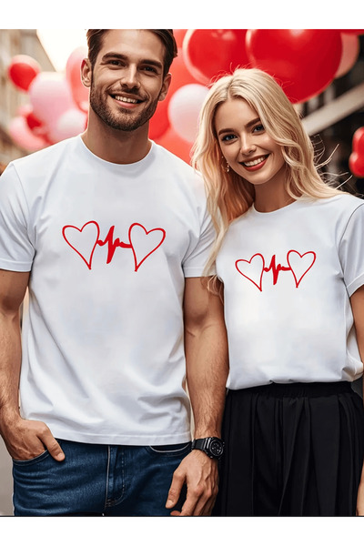 YRN COLLECTION تي شيرت من القطن الممشط الفاخر بتصميم مزدوج للأزواج لعيد الحب ...