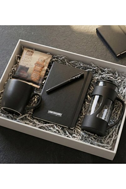 vegahediye v vega Kişiye Özel Siyah Defter & Roller Kalem & French Press & Ku...