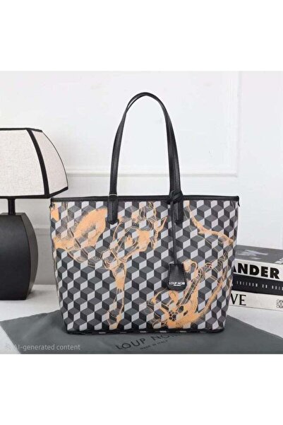 Generic Tote Shoulder Bag, Geometric/Horse Print