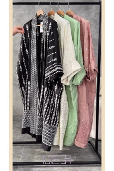 MESH sa Black Abaya with Embroidery