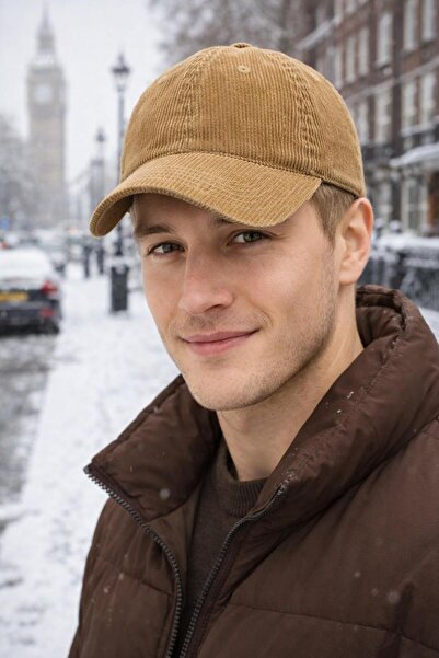 FELLMENS Camel Velvet Corded Fabric Men's Cap Hat