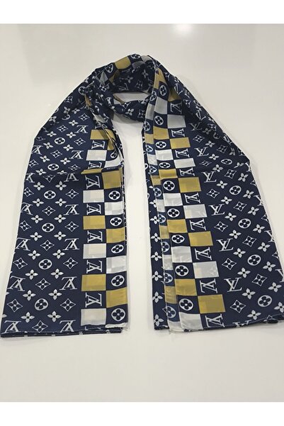 PİRAMİT Lv Model Vual Shawl Navy Blue Gold