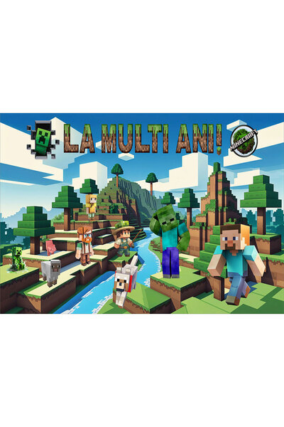 VIODESIGN Fototapet aniversar, autoadeziv, Minecraft , multicolor, 80x120 cm ...