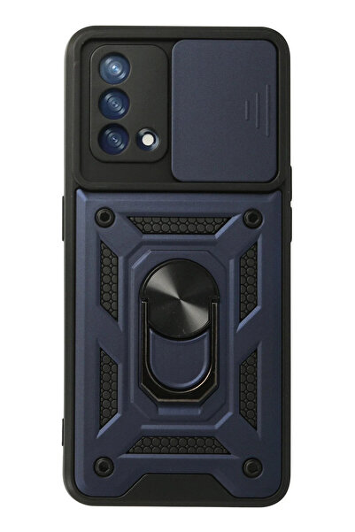 BSN STİL Bsnshop A74 4g Case Pars Silicone with Lens Ring - Navy Blue 1058986