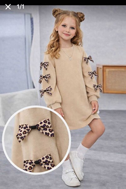 BEBEĞİME ÇORAP Rochie pentru fetiță cu mâneci lungi și fundă