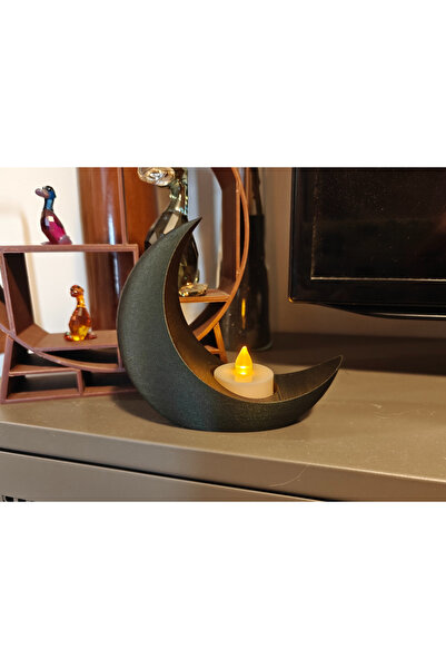 IL-HANST Hilal Ay Şeklinde LED Mumluk – Dekoratif Masa Üstü Aksesuar