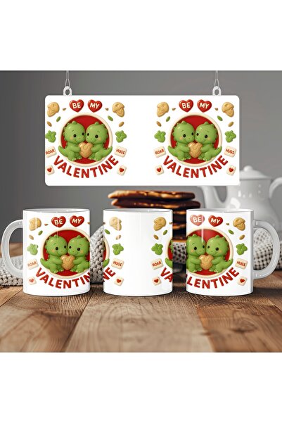 Beramussa Dinosaur Couple Figured 1-Piece Mug – Love with Heart Themed Cup – ...