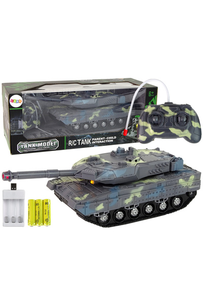 LEAN Tanc Militar cu Telecomanda Moro, Sunete de Impuscaturi, LED, 34 cm