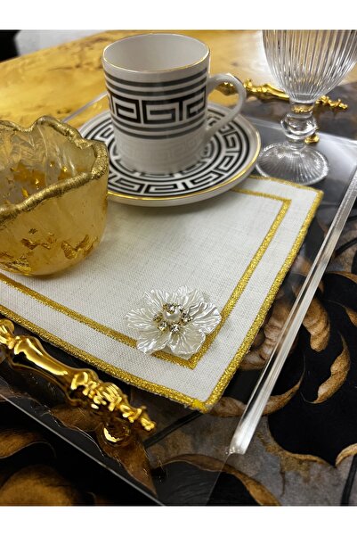 MİNOZA 6 bucăți șervețele de prezentare pentru cocktail și cafea, din țesătur...