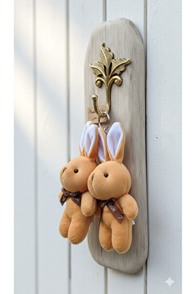 Şirin 2'li Set Uzun Kulaklı Peluş Tavşan Anahtarlık - Love Yazılı Fiyonk Deta...