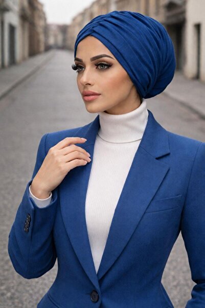 Aişe tesettür İndigo Büzgülü Salaş Bone