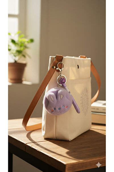 Şirin Breloc cu figurină de iepure de pluș și oglindă - Oglindă de machiaj cu...