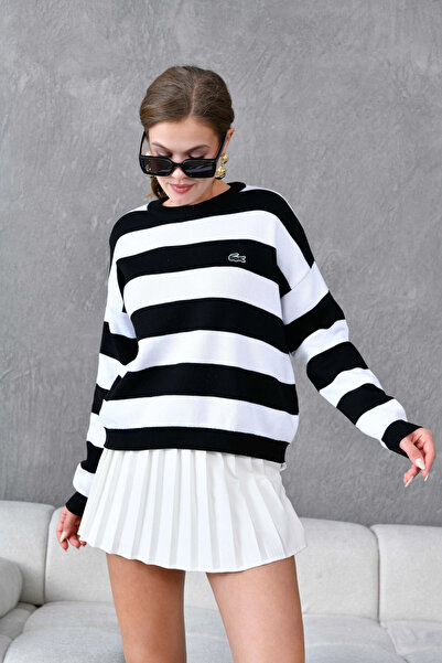 Park Karon Women's Crew Neck Striped Knit Sweater 10279.Ctn