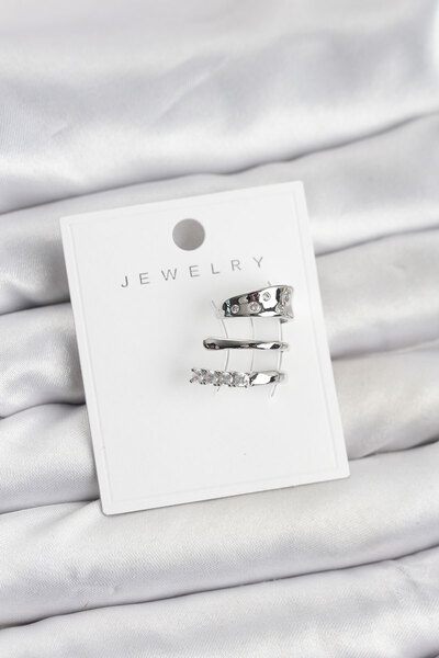 blackpure Silver Color Zircon Stone Brass Cartilage Earrings