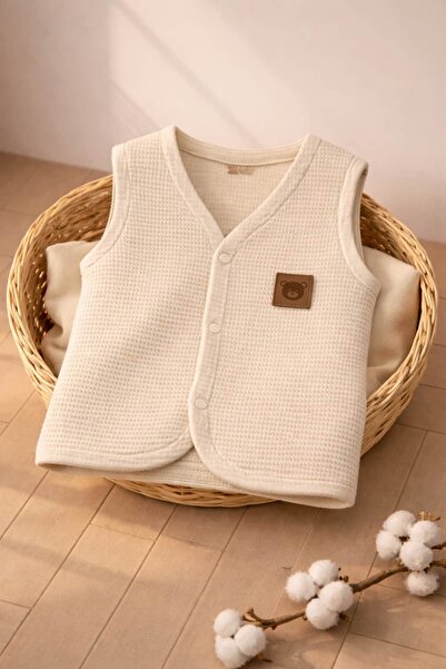 The Nest Kids Bare Calm Waffle Textured Organic Cotton Baby Vest Natural Comfort