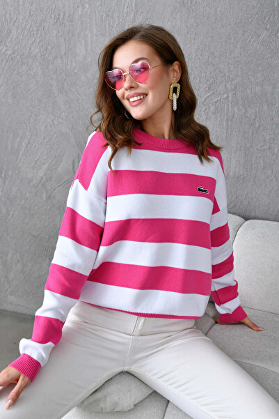 Park Karon Women's Crew Neck Striped Knit Sweater 10279.Ctn