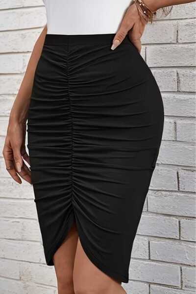Yenicici Women's ruched front mini skirt
