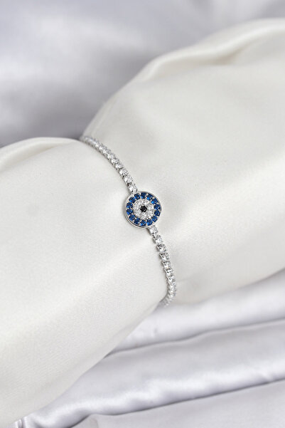 blackpure Silver Color Evil Eye Model Zircon Stone Elevator Waterway Bracelet
