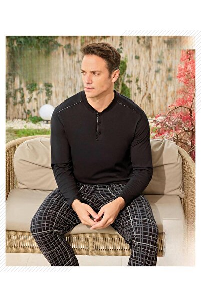 Pijamoni Ανδρικό σετ πιτζάμες με μακρυμάνικο γιακά με κουμπιά ελαφρύ 6810/17 ...