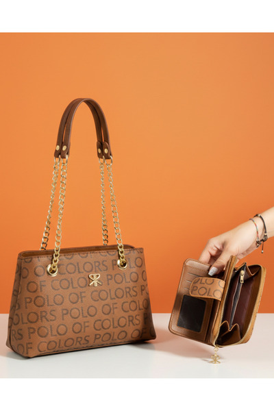 H&D COLLECTİON Polo of Colors Women's Tan Emrpime 4 Compartment Shoulder and ...