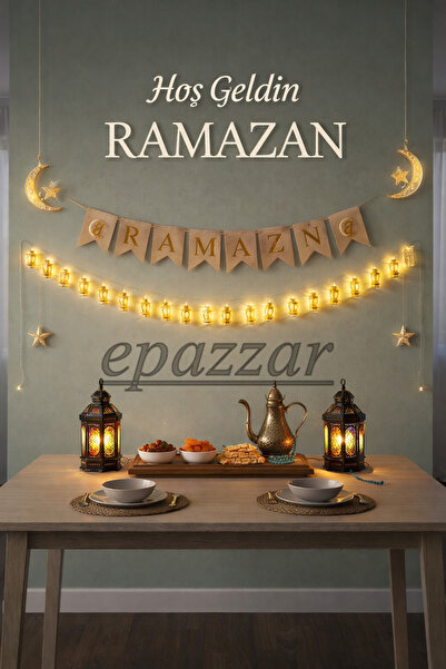 Light Space Ramazan Kandil Led Işık 20 led 4 Metre Pilli Süsleme Dekor Vitrin...