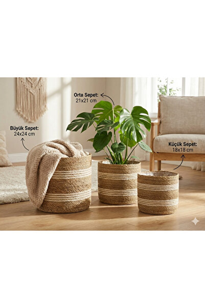 sever ithalat Набір з 3 декоративних плетених чохлів для горщиків - кошик для...